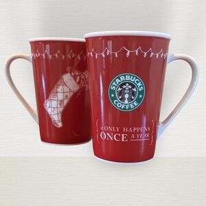 Starbucks “It Only Happens Once A Year” 2005 Red Cup. Set of Two. 12oz. BNWOT